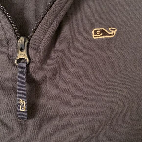 Vineyard Vines Cotton Seersucker Shep Shirt 1/4 Zip Navy Pullover Size XS - Picture 9 of 10